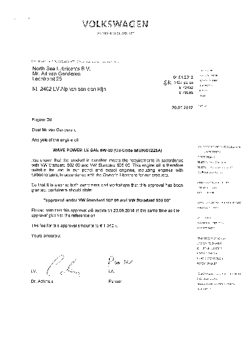 Моторное масло для VW WAVE POWER LE 5W30