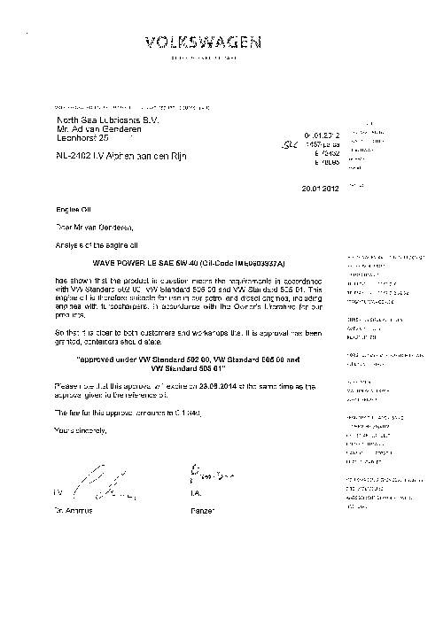 Моторное масло для VW WAVE POWER LE 5W40